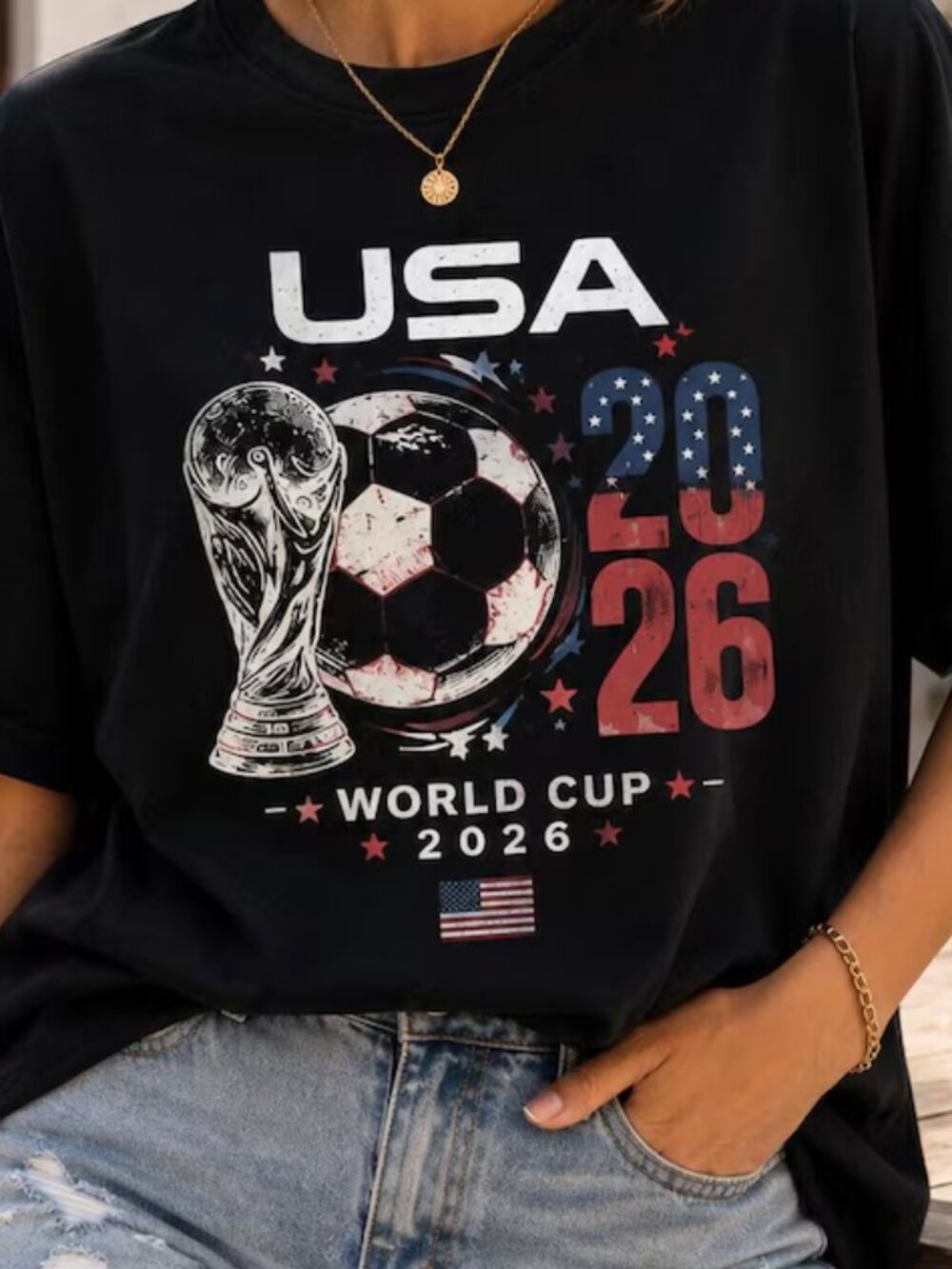 USA Soccer World Cup 2026 Tee, Vintage Patriotic Graphic T Shirt 301 - Picture 2 of 5